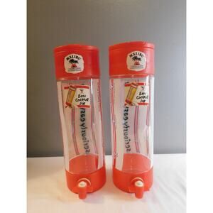 Malibu Carribean Coconut Rum Easy Cocktail Jug Mixer With Spout Red Set of Two